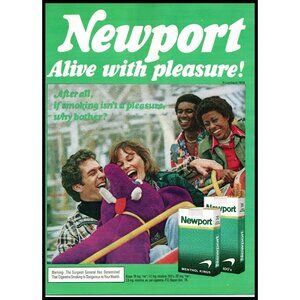 1975 Newport Cigarettes Vintage Print Ad Friends Carnival Rollercoaster Wall Art